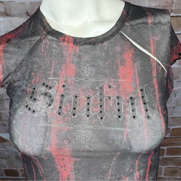 Sinful By Affliction Angel Wings Sheer Short Sleeve Crop Top - NWT - Picture 2 of 12